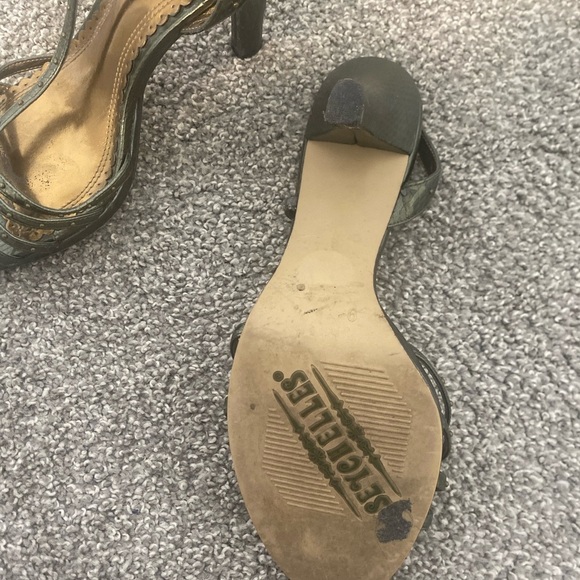 Seychelles Strappy Green & Gold Studded‎ It Girl Costume Party Heels Size 9 - Picture 8 of 9